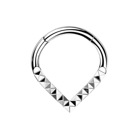 Micro segment ring, foldable, silver, angle pattern