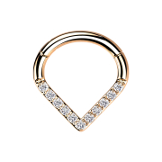 Micro segment ring, foldable, rose gold, crystals, silver