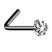 Nasenstecker gewinkelt schwarz Kristallherz silber gefasst