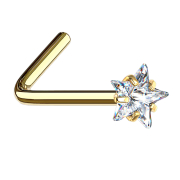 Nasenstecker gewinkelt vergoldet Kristallstern silber...