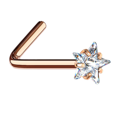 Nasenstecker gewinkelt rosegold Kristallstern silber gefasst