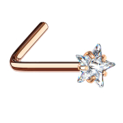 Nasenstecker gewinkelt rosegold Kristallstern silber gefasst