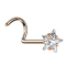 Borchia da naso con stella curva in cristallo doro rosa incastonata in argento