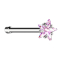 Clou nasal droit argent étoile de cristal sertie de rose