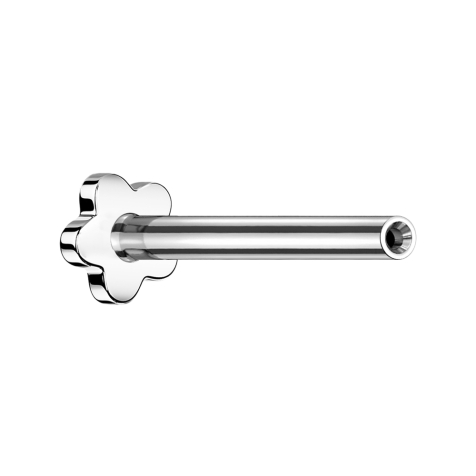 Micro Threadless Labret Bar Flower Silver