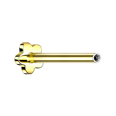 Micro Threadless Labret Bar Flower Gold Plated