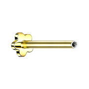 Micro Threadless Labret Bar Flower Gold Plated