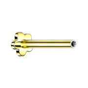 Micro Threadless Labret Bar Flower Gold Plated