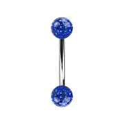 Banane argentée avec deux boules de cristal bleu...