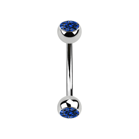 Banana silver with two dark blue crystal balls