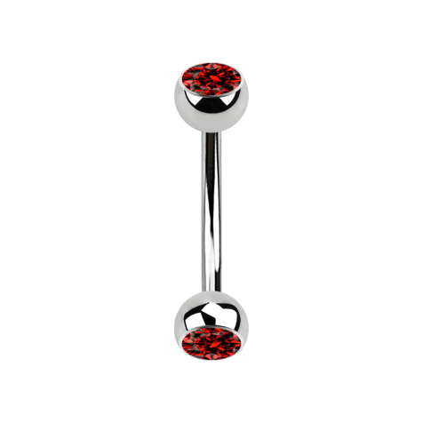 Banana silver with two red crystal balls