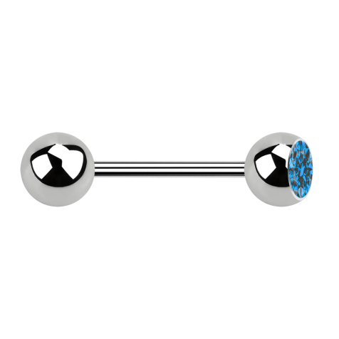 Micro Barbell argent avec boule et cristal boule bleu clair