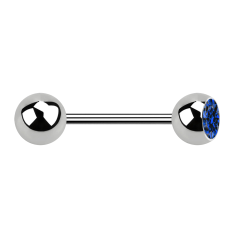 Micro Barbell argent avec boule et cristal boule bleu foncé