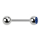Micro Barbell argent avec boule et cristal boule bleu foncé