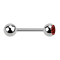 Micro Barbell argent avec boule et boule de cristal rouge