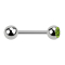 Micro Barbell argent avec boule et cristal boule vert clair