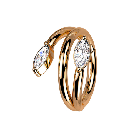 Anello a micro segmenti con cerniera a vite in oro rosa e cristallo