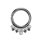 Micro Piercing Ring schwarz vier Kugeln und sieben Kristalle silber