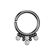 Micro Piercing Ring schwarz acht Kugeln und vier...
