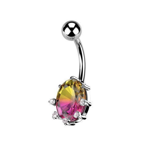 Banana silver with large oval crystal ball