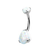 Silver banana with opal and white opal drop