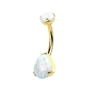 Banane dorée avec opale et goutte dopale blanche