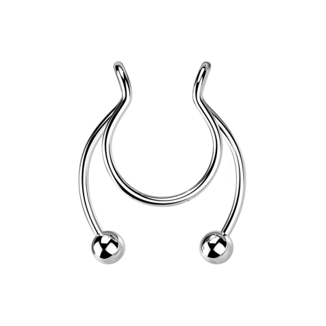 Fake Clip silber Circular Barbell mit zwei Kugeln