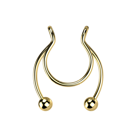 Fake Clip vergoldet Circular Barbell mit zwei Kugeln