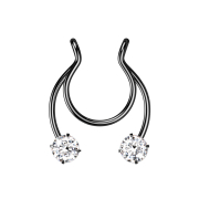 Fake Clip schwarz Circular Barbell mit zwei Kristallen