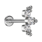 Micro Labret sans filetage argenté boules triangulaires trois cristaux argentés