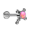 Micro Labret sans filetage argenté boules croix opale rose