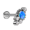 Micro Labret sans filetage argent boules quatre cristaux argent opale bleu