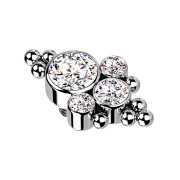 Dermal Anchor silber acht Kugeln und vier Kristalle silber