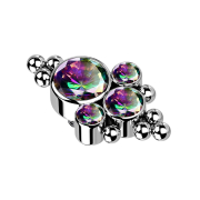 Dermal Anchor silber acht Kugeln und vier Kristalle...