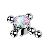 Dermal Anchor Silver Cross Beads Crystal Multicolor