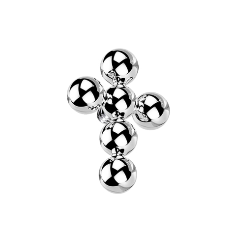 Dermal Anchor Silver Cross Beads