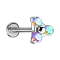 Micro labret filetage intérieur argent triangle trois cristaux multicolores