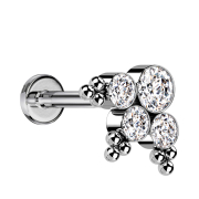 Micro Labret Innengewinde silber Kugeln Dreieck vier...