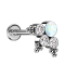 Micro labret filetage intérieur argent boules triangle trois cristaux argent opale blanche