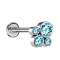 Micro Labret Innengewinde silber vier Kristalle aqua