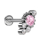 Micro Labret filetage intérieur argent boules quatre cristaux argent cristal rose