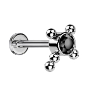 Micro Labret filettatura interna argento croce sfere...