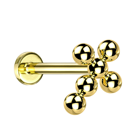 Micro Labret filettatura interna placcato oro sfere a croce