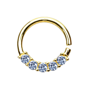 Anello micro piercing in oro 14k con cinque cristalli in...