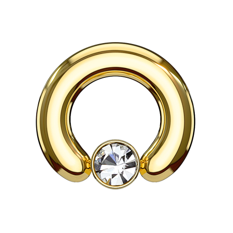 Closure ring gold-plated disk crystal silver