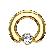 Closure ring gold-plated disk crystal silver
