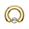 Closure ring gold-plated disk crystal silver