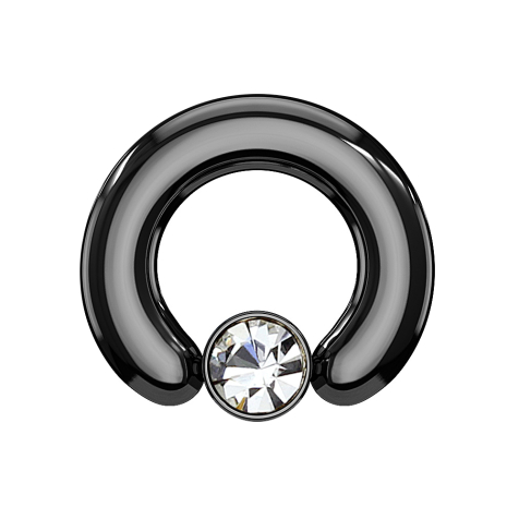 Closure ring black disk crystal silver