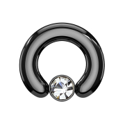 Closure ring black disk crystal silver