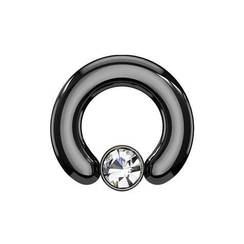 Closure Ring schwarz Scheibe Kristall silber